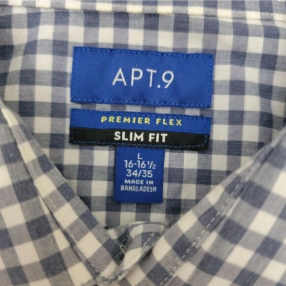 Apt.9 Premier Flex Slim Fit Plaid Button Down Shirt Long Sleeve Size L 16-16.5 - Picture 4 of 10